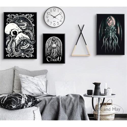Lovecraft Octopus Cthulhu Art Posters And Prints Wall Art Canvas Painting For Living Room Decoration Home Decor Unframed Quadros
