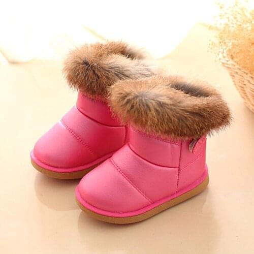 Cute Baby Kids Winter Boots Girls Boys Snow Boots Warm Plush Rabbit Fur Children Winter Boots For Baby Girls Baby Boys Shoes