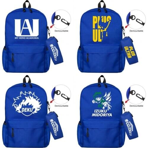 My Hero Academia Nylon Backpack Pencil Case 2pcs/set Boys Girls Bookbag Zip Knapsack Casual Student Travel Schoolbag Laptop Bag