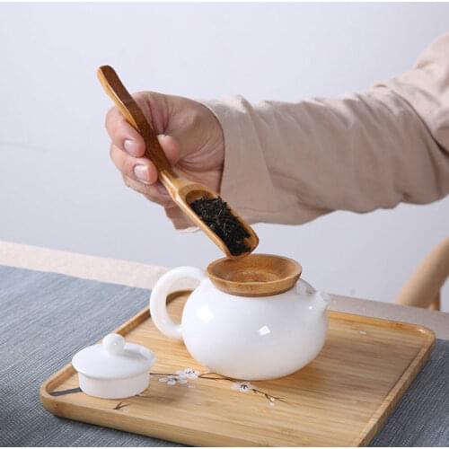 New Natural Bamboo Tea Spoon Honey Sauce Suger Wooden Spoons Coffee Scoop Tea Kitchen Accessorie L 18cm