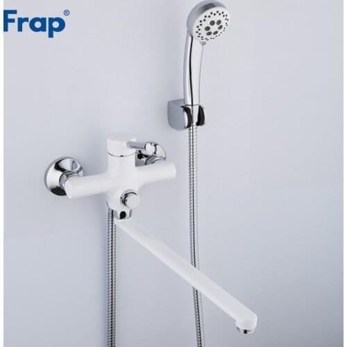Frap New Arrival Bathroom Shower Faucet Sets With 35cm Hose Bath White Shower Tap Bathtub Faucet Waterfall Shower Head F2244-8