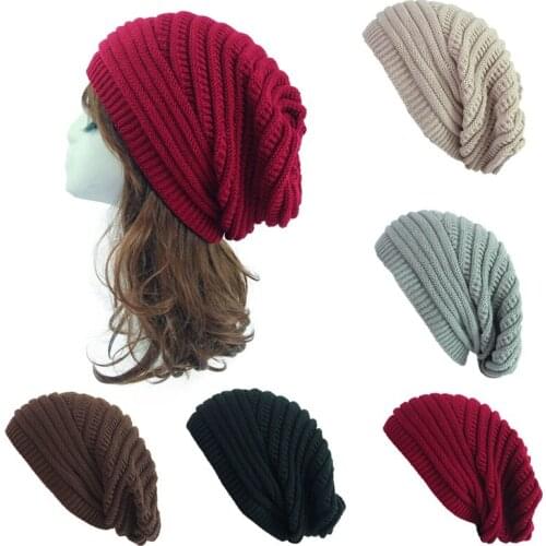 Solid Color Knitting Unisex Winter Hats Keep Warm Casual Tide Outdoor Simple Stripe Adult Cap Beanie Hat