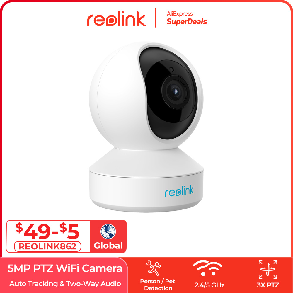 Reolink 5MP PTZ home security camera wifi 2.4G/5G 3x Optical Zoom Pan/Tilt 2-way audio indoor SD card slot remote access E1 Zoom