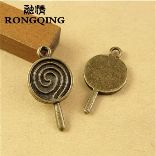 RONGQING 21*14MM 60pcs/lot Lollipop Pendants Necklaces Handmade Fashion Jewelry Charms DIY