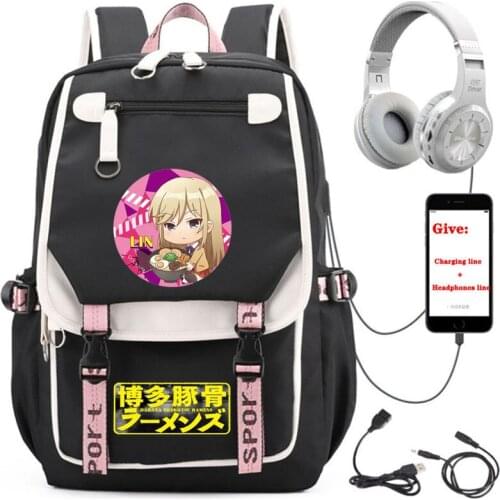 Anime Hakata Tonkotsu Ramens backpack student School book Bag Unisex Travel Backpack USB Charging teenagers Laptop packsack