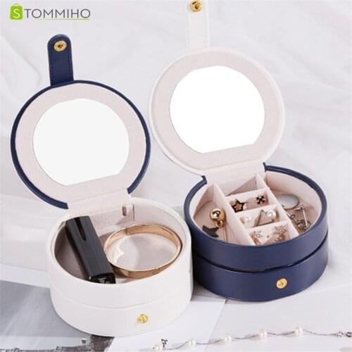 STOMMIHO Jewelry Storage Box Rotating Cosmetic Organizer Makeup Holder Double Layer Elegant Circular Portable Mini Luxurious