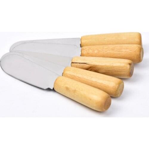 Stainless Steel Cutlery Butter Spatula Wood Butter Knife Cheese Dessert Jam Spreader Breakfast Tool LX4193