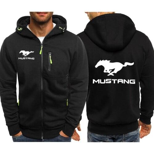 Hoodies Men Mustang Car Logo Print Casual Hip Hop Harajuku Long Sleeve Hooded Sweatshirts Mens zipper Jacket Man Hoody Clothing