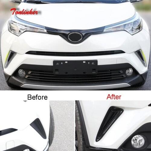Tonlinker Cover Sticker For Toyota CHR 2018 Car Styling 2 Pcs ABS Chrome Front fog light Position Decoration Cover Stickers