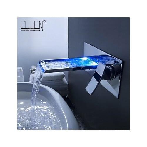 Vidric Shipping in 24 Hours Bathroom Mixer Tap Color Changing LED Waterfall Wall Mount Bathroom Sink Faucet Torneira cozinha
