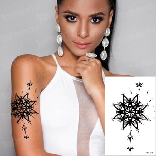 Waterproof Temporary Tattoo Sticker Snowflake Diamond Totem Dreamcatcher Henna Necklace Bracelet Chest Arm Back Tattoo Sticker