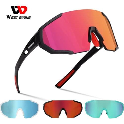 WEST BIKING Bicycle Sunglasses Sport Polarized Road Glasses HD 3 Lenses MTB Bicycle Glasses UV400 Cycling Goggles Bike Eyewear