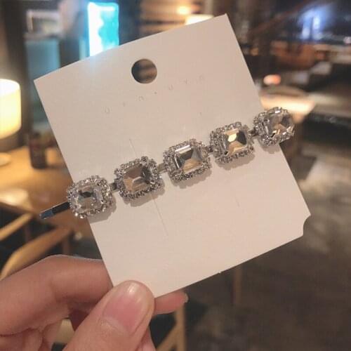 Starry Bling Five Rhinestone Square Zircon Alloy Barrettes Hair Clips & Pins Headwear for Women