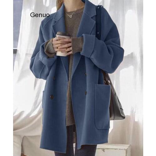 2020 Autumn and Winter New Woolen Coat Female Mid-Length Korean Version of Loose Temperament Student Forest Casual Woolen Coat