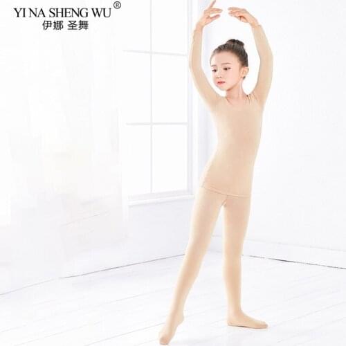 Winter Thermal Underwear Sets For Kids Gymnastics Ballet Dance Underwear Girls Ballet Performance Costumes Nude Color Brand New
