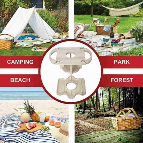 1PC Wine Table Mini Portable Removable Wooden Couple Red Wine Table Home Outdoor Camping And Dining Picnic Wine Glass Holder