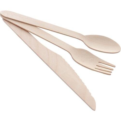 10PCS Disposable Wooden Cutlery Forks/Spoons/Cutters Knives Party Supplies Kitchen Utensil Dessert Tableware Packing