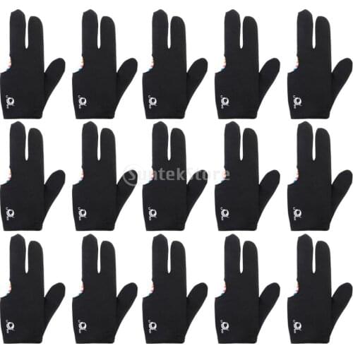 15 Pieces 3 Finger Pool Shooters Snooker Billiard Cue Glove Black