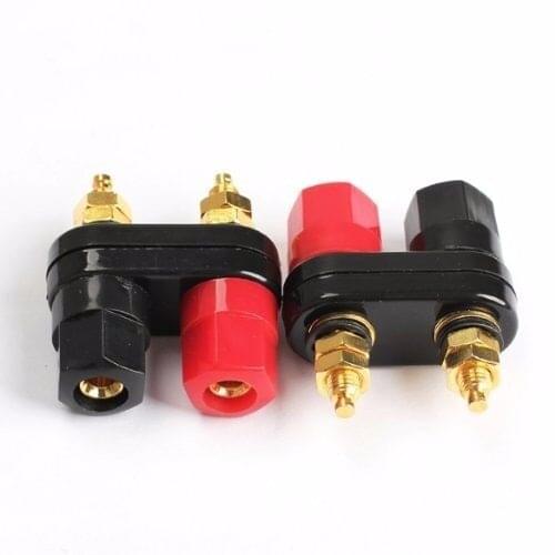 4pcs Black and Red Plastic Shell Speaker Terminal Chassis Mount Binding Post Power Amplifier Dual 2-way Banana Plug Jack
