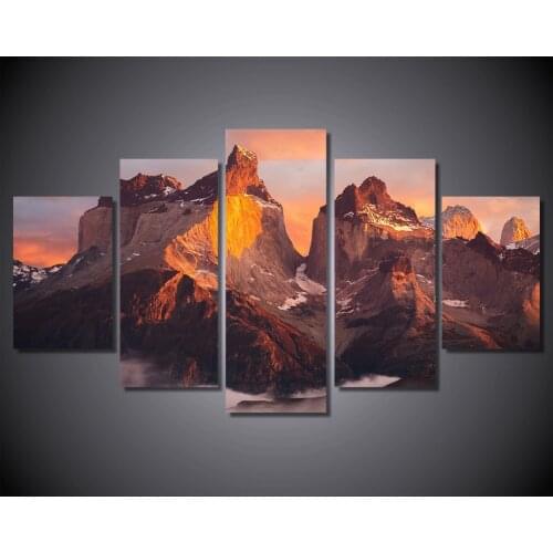 5 Panel Alpine Rock Painting On Canvas For Home Room Decoration Print Poster Canvas Painting Framework