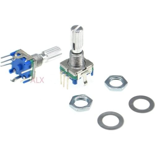 5PCS EC11 360 Degree Rotary Encoder with switch Audio Digital Potentiometer Handle Long 20MM 5PIN push button Coding SWITCH knob