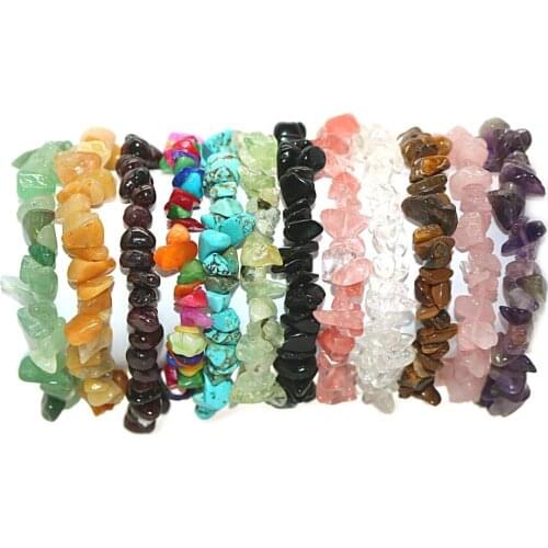 5pcs New Fashion Simple Natural Stone Crystal Gravel Bracelet Irregular Gravel Elastic Bracelet Ladies And Ladies Jewelry