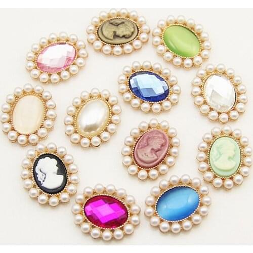 5pcs Oval Pearl Embellishments Buttons Flatback Decorative For Handicraft Bowknot Flower Decoration Diy Craft Supplies