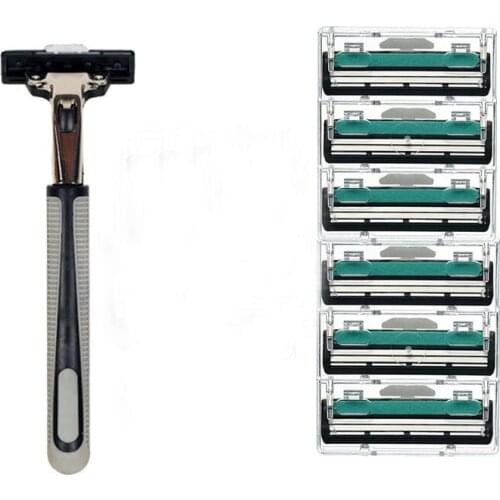 2 Layers 6pcs Shaving Machine Safety Razor Blades Manual Shaving Face Care Beard Hair Remover