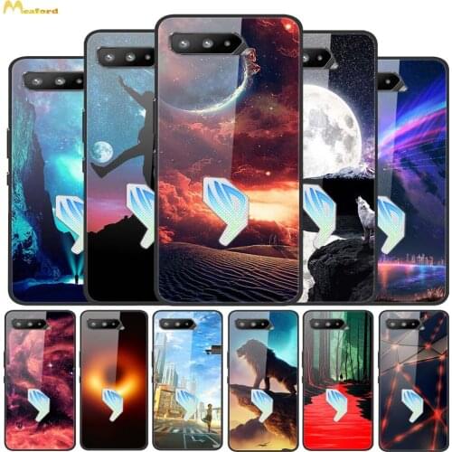 For ASUS ROG Phone 5 Case 3 2 Tempered Glass Back Cover For ASUS ROG PHONE II ZC660KL Case Rog5 ROG3 Fashion Girls Owl Wlof Capa