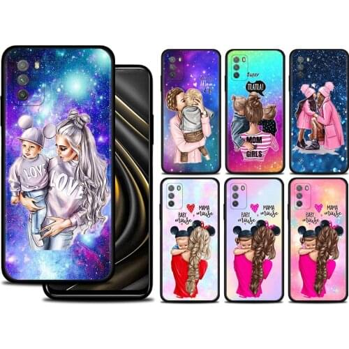Baby Mom Girl Case For Xiaomi Mi Poco X3 Pro F3 X3 GT M3 X3 NFC F1 M3 Pro 5G F3 GT Black Soft Silicon Cover Coque Shell Fundas