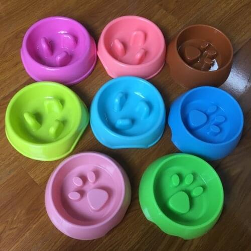 Travel Dog Bowl Pet Dry Food Bowls Anti Choke Anti-Gulping Puppy Kitten Slow Eating Feeder Durable Cat Food Dish Footprint Bowl