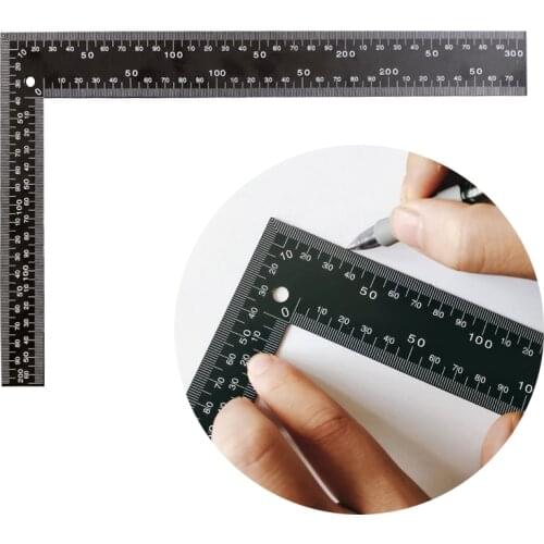 20x30cm/8x12 inch Drawing Ruler Metal Steel 90° Square Ruler Measuring Right Angle Ruler Gauges Woodworking tools Tile tools NEW
