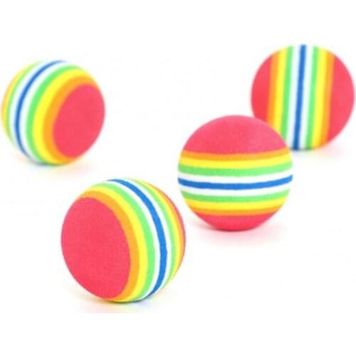 Fashion EVA Rainbow Stripes Pattern Foam Bouncy Ball Cat Toy Pet Supplies Colorful Teddy Entertainment Toys Products Accessories