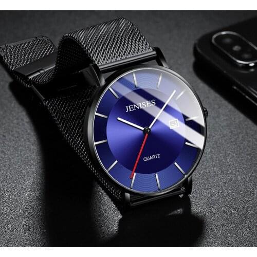 Watch Mens Trend Waterproof Quartz Watch High School Junior High School Students Ultra-thin Joker Watch Single Calendar Watch