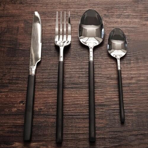 Luxury Knife Fork Spoon Set Dinnerware Stainless Steel Tableware Set Black Zero Waste Table Cutlery Kitchen Device Sets Gift