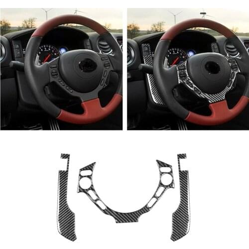 Carbon Fiber Steering Wheel Switch Button Panel Sticker Speedometer Side Cover Trim Set Car Styling Fit For Nissan GTR R35