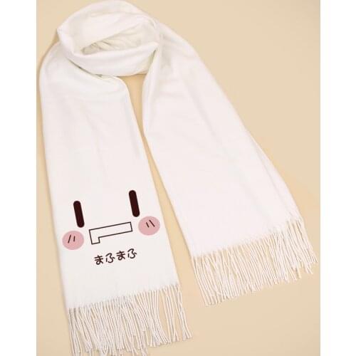 Nico Nico Community Mafumafu Cosplay White Warm Soft Brushed Scarf With Fringe