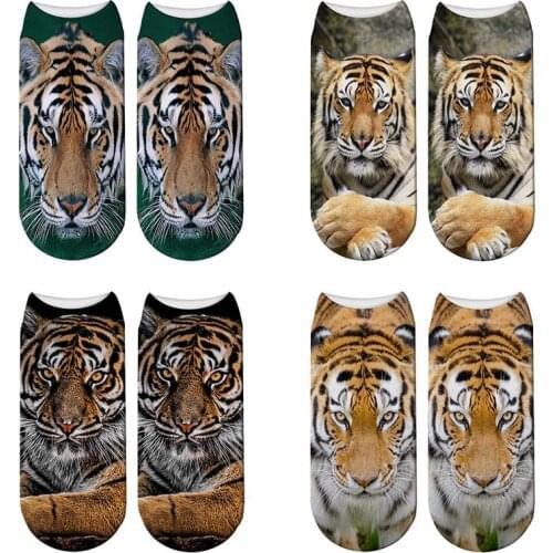 New 3D Printing Tiger Socks Women Brand Funny Animals Kawaii Sock Fashion Christmas Meias Female Low Ankle Sock Skarpetki