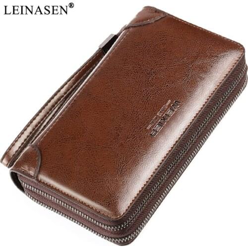 New Men Wallets Leather Men bags clutch bags koffer wallet leather long wallet with coin pocket zipper men Purse