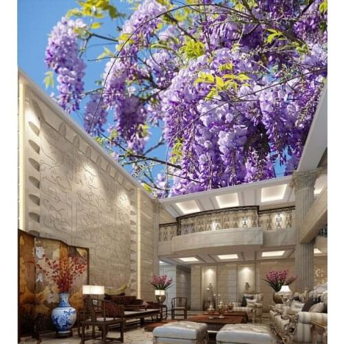 New 8D Large Mural Wisteria 3d flower Wallpaper Mural 3D Wall Mural Wall paper for Living Room i3d Wallcovering decorate