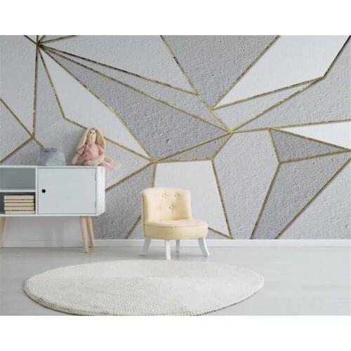 Beibehang Custom Wall Wallpaper murals Nordic minimalist personality abstract geometric gold TV background wall 3d wallpaper