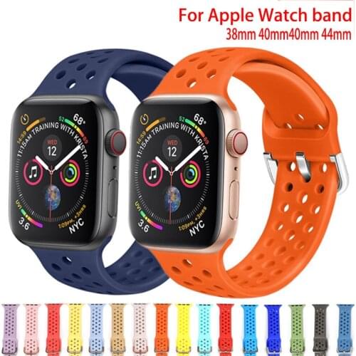 Silicone Strap For Apple Watch Band 44mm 40mm 42mm 38mm Breathable strap Sport bracelet band for iWatch series 6 SE 5 4 3 2 1