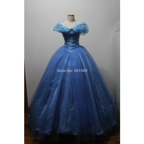 Luxury light blue butterfly glitter ruffled Medieval dress Renaissance gown Sissi princess Victorian cosplay Belle Ball gown