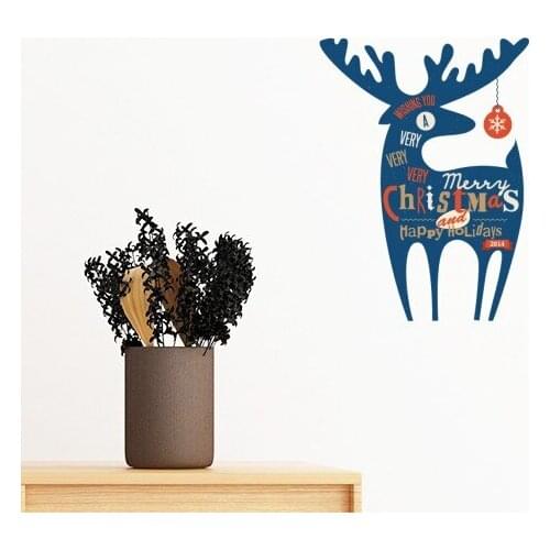 Christmas Snowflak Holiday Deer Removable Wall Sticker Art Decals Mural DIY Wallpaper for Room Decal