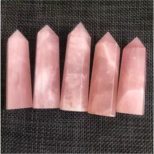 Pink Rose Quartz Wand Point Natural Stones Minerals Crystals Healing Reiki For Home Decoration