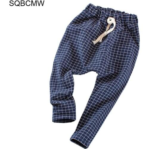 Girls Pants Kids spring autumn trousers children pants for baby boys harem pants check blue green khaqi