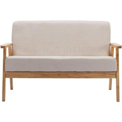 Nordic fabric sofa small apartment simple solid wood single simple rent living room office sofa chair