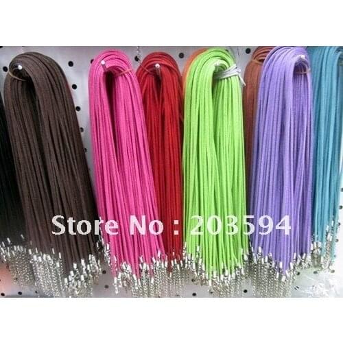 SR006 Wholesale 1000Pcs Mixed Flat Faux Suede Leather Cord Necklace With Lobster Clasps 2.5mm