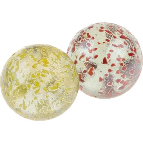 2Pcs 35mm Kids DIY Craft Glass Balls Marbles Yellow & Red Patterned Glass Beads, Collectibles Set of game replacment marbles