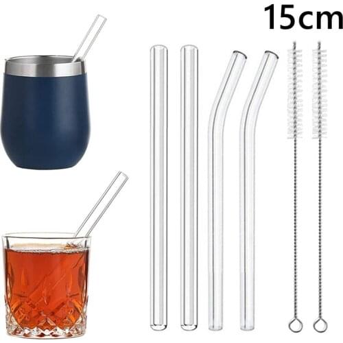 6 Inch Short Glass Drinking Straws Reusable Drinking Straws Eco-Friendly Straws for Cocktail Glasses Bar Drinkware Accessory